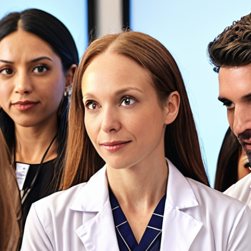 **Image:** A diverse group of people at a dermatology conference, networking and learning about the latest skincare technologies. Focus on collaboration and professional growth.