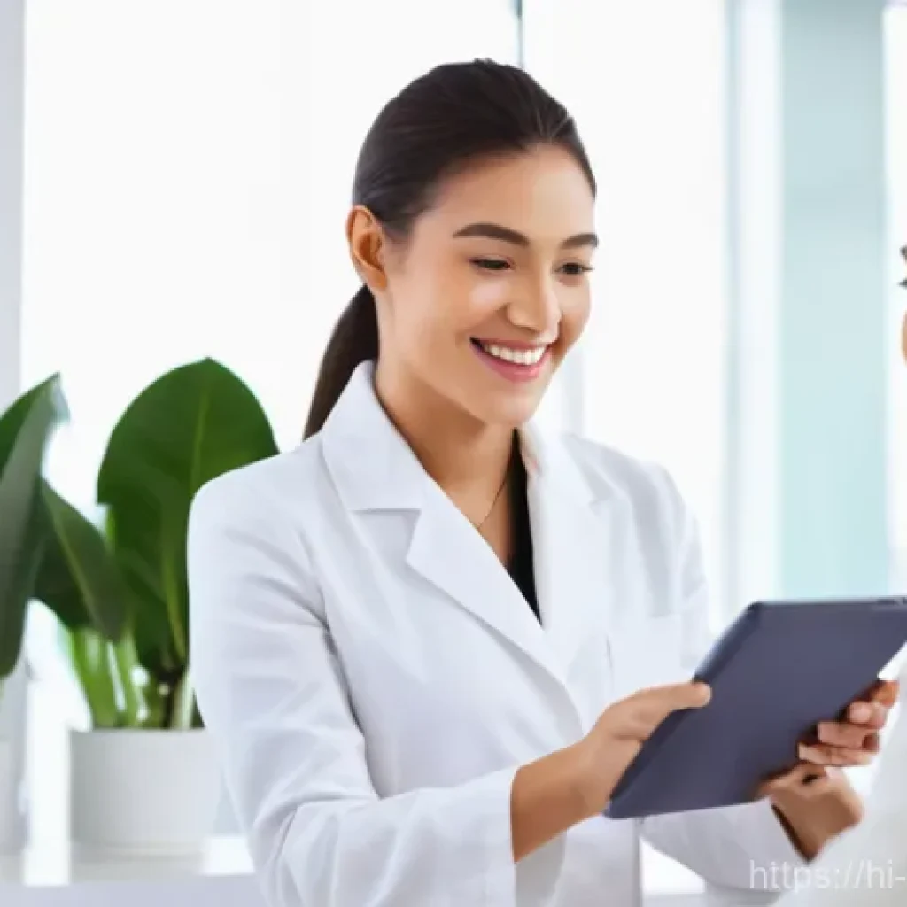 피부관리사로 유명 브랜드에서 일하기 - **Prompt:** A warm, inviting close-up shot of a professional female beautician, in her late 20s to e...