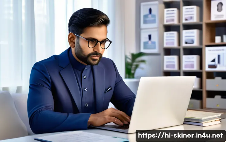 피부관리사 네트워킹 팁 - A professional Indian dermatologist actively engaging in a virtual webinar on skincare innovations, ...