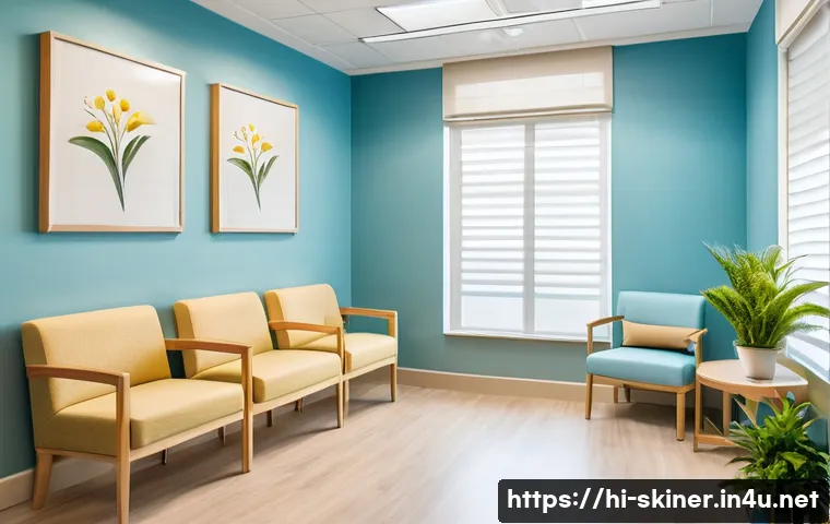 피부관리사로서의 클리닉 환경 조성 팁 - A welcoming clinic reception area designed for Hindi-speaking clients, featuring immaculate cleanlin...