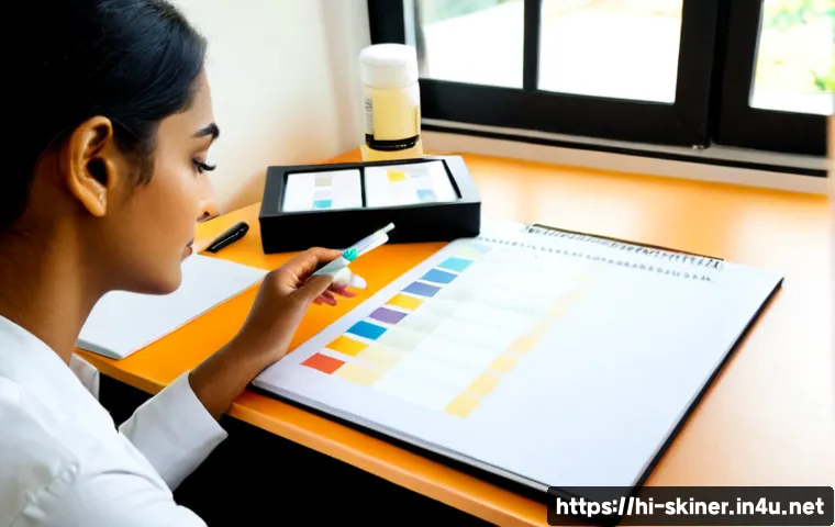 Home 17 피부관리사의 워크샵 기획 방법 - Photorealistic skincare professional planning a workshop at a clean modern desk, reviewing blank age...